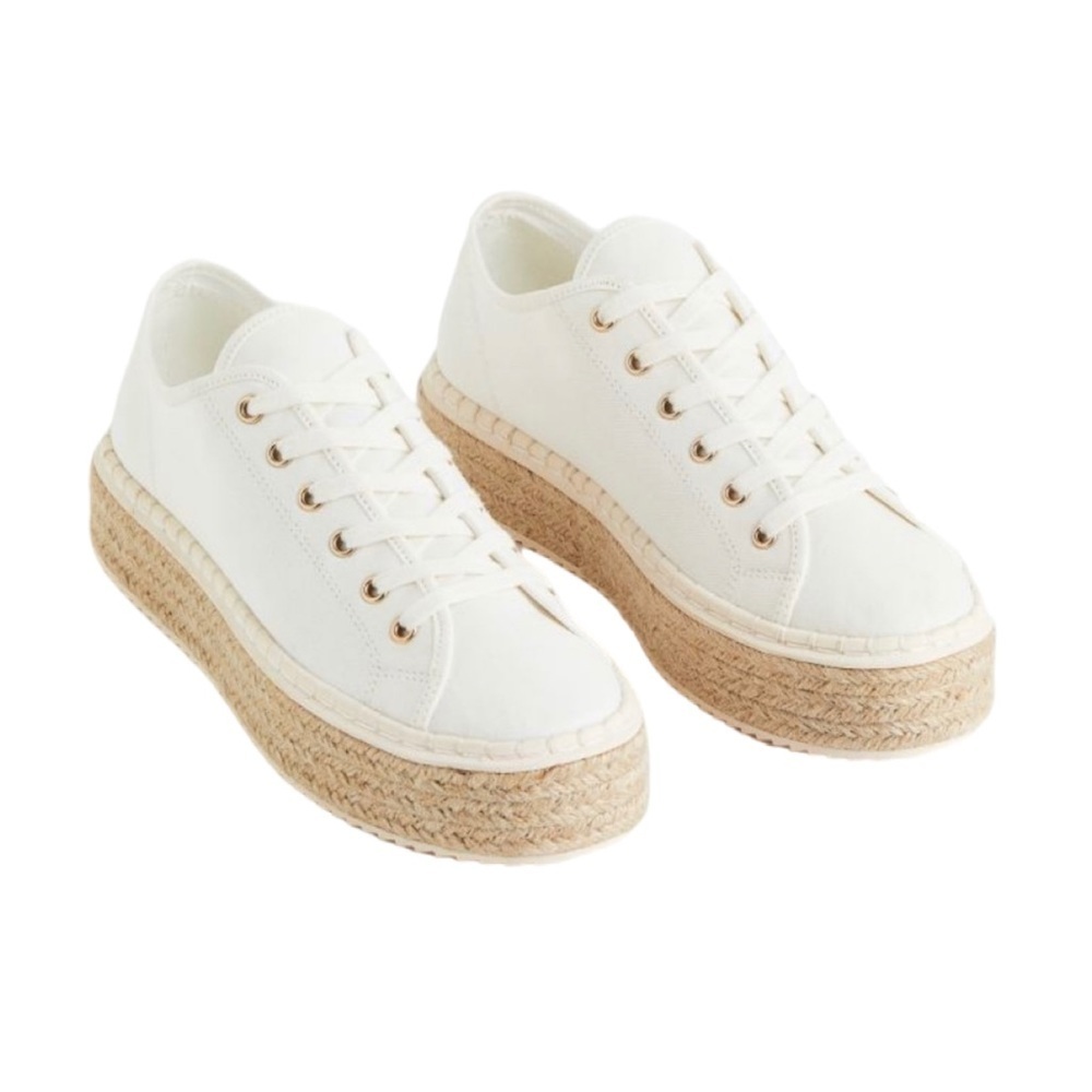 SOLD: H&M White Espadrille Sneakers - Size 8 US / 39 - Picture 1 of 10